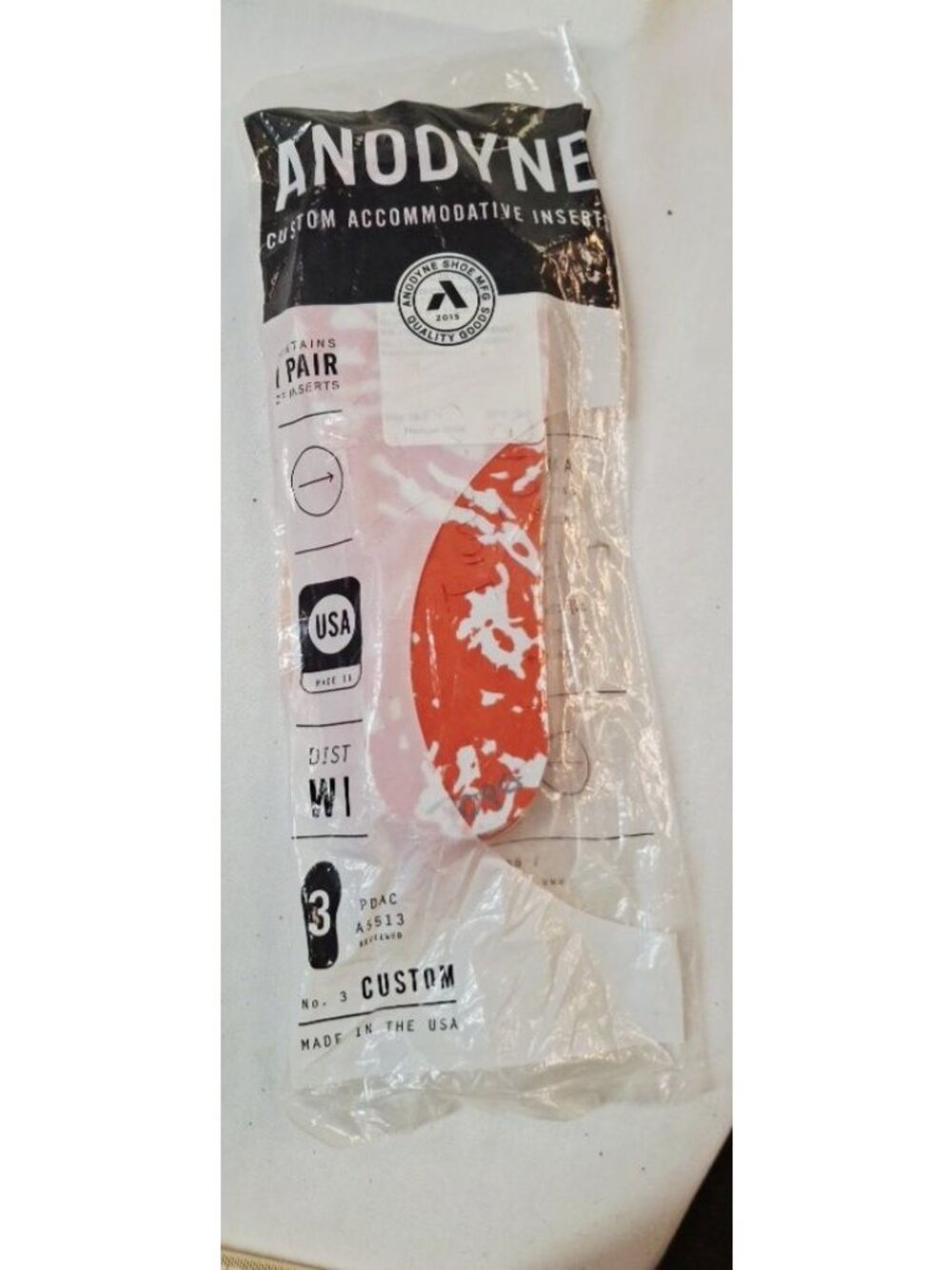 Anodyne Custom Accommodative Inserts No. 3 Made In USA For Medium Wide Fit